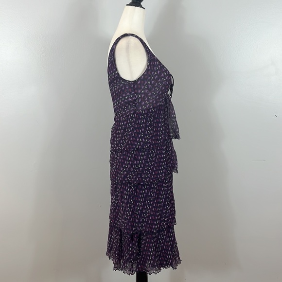 Moschino Cheap and Chic Silk Halter Top Ruffle Dress with Purple Heart Pattern - Picture 9 of 17